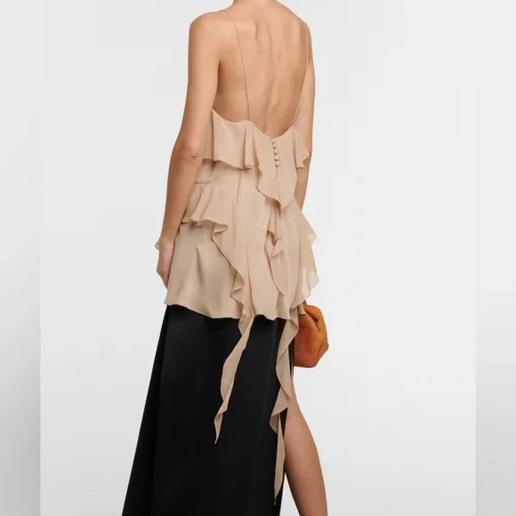 NWT KHAITE Piet ruffled silk georgette camisole - Picture 3 of 6